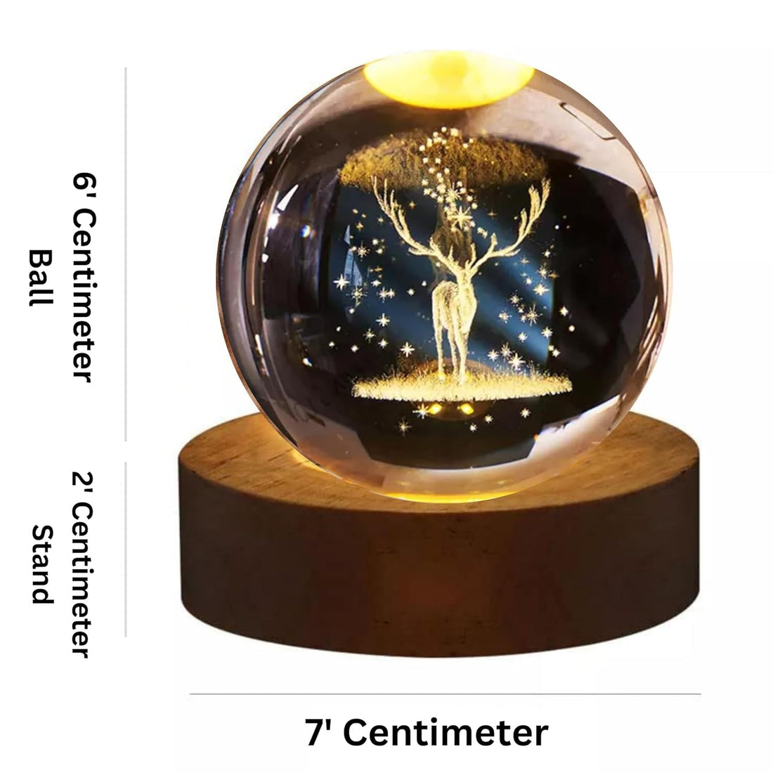 3D Crystal Ball Night Lamp(EIK) (6 cm)