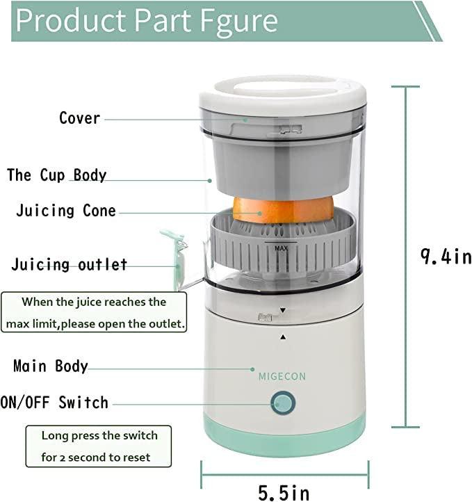 Wireless Electric Citrus Juicer Squeeze Juicer Electric Fruit Juicer